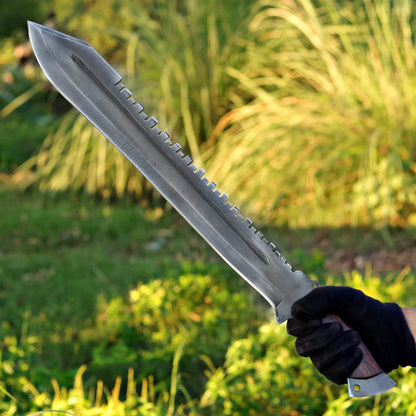 Handmade Viking Machete – 1095 Carbon Steel Blade with Rosewood Handle & Leather Sheath