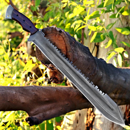 Handmade Viking Machete – 1095 Carbon Steel Blade with Rosewood Handle & Leather Sheath