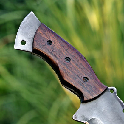 Handmade Viking Machete – 1095 Carbon Steel Blade with Rosewood Handle & Leather Sheath