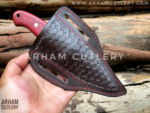 Lade das Bild in den Galerie-Viewer, Aurora Handmade Damascus Steel EDC Knife with Leather Sheath Hand Forged ,Arham Cutlery
