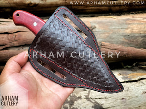 Aurora Handmade Damascus Steel EDC Knife with Leather Sheath Hand Forged ,Arham Cutlery