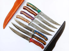 Lade das Bild in den Galerie-Viewer, Damascus Steel Fillet Knife with Epoxy Resin Pine Cone - Arham Cutlery
