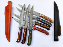 Lade das Bild in den Galerie-Viewer, Damascus Steel Fillet Knife with Epoxy Resin Pine Cone - Arham Cutlery
