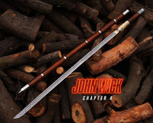 Cargar imagen en el visor de la galería, John Wick Sword: John Wick Chapter 4 Replica Caine Sword | Handmade Damascus Steel Movie Replica Prop | Christmas Gift | Gift for Him - Arham Cutlery
