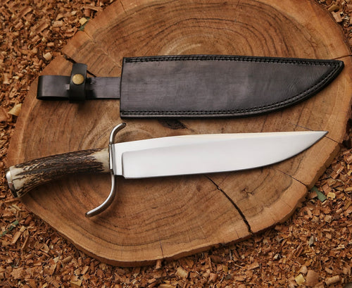 Personalized Handmade Bowie Knife | Handmade High Carbon Steel knife with sheath | Christmas gift | Hunting Gifts - Arham Cutlery