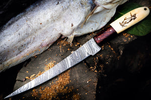 Fillet Fishing Knife Handmade Damascus Steel Knife with Flexible Blade Chef Gift For Special Occasions Personalize Your Kitchen Dinner Set - Arham Cutlery