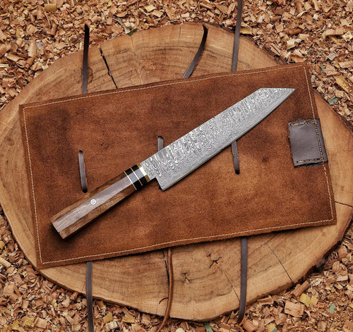 Damascus chef knife| Hand forged kitchen knife | Chef gift | anniversary gift | valentines day gifts - Arham Cutlery