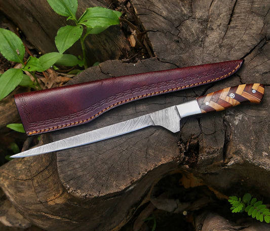 Fillet Knife Damascus Steel Fishing Knife Groomsmen Gift Birthday Gift For Dad Anniversary Gift For Husband valentine - Arham Cutlery