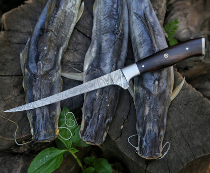 Fillet Fishing Knife Damascus Steel with Flexible Blade – Personalized Chef’s Gift For Kitchen and Outdoors Use - Arham Cutlery