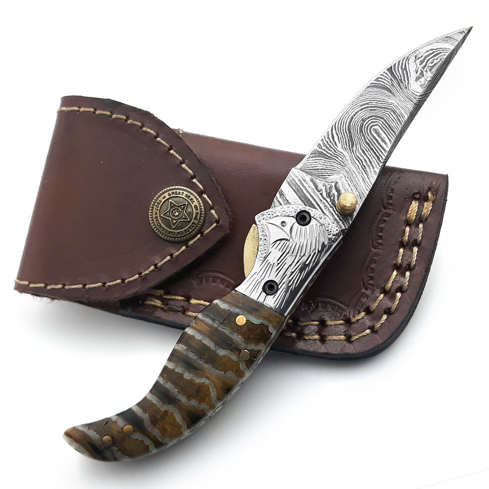 Handmade Damascus Steel Folding Blade Knife (Damascus Steel Blade) | A ...