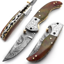 Load image into Gallery viewer, Handmade Damascus Steel Folding Blade Knife (Damascus Steel Blade) - Arham Cutlery
