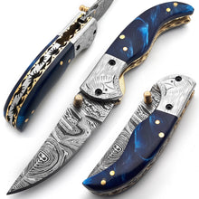 Load image into Gallery viewer, Handmade Damascus Steel Folding Blade Knife (Damascus Steel Blade) - Arham Cutlery
