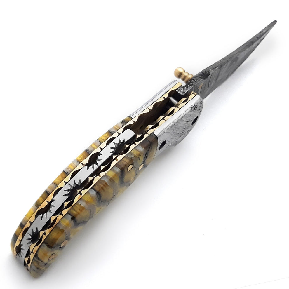 Handmade Damascus Steel Folding Blade Knife | Arham Cutlery