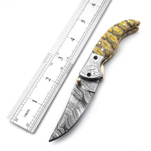 Cargar imagen en el visor de la galería, Handmade Damascus Steel Folding Blade Knife - Arham Cutlery
