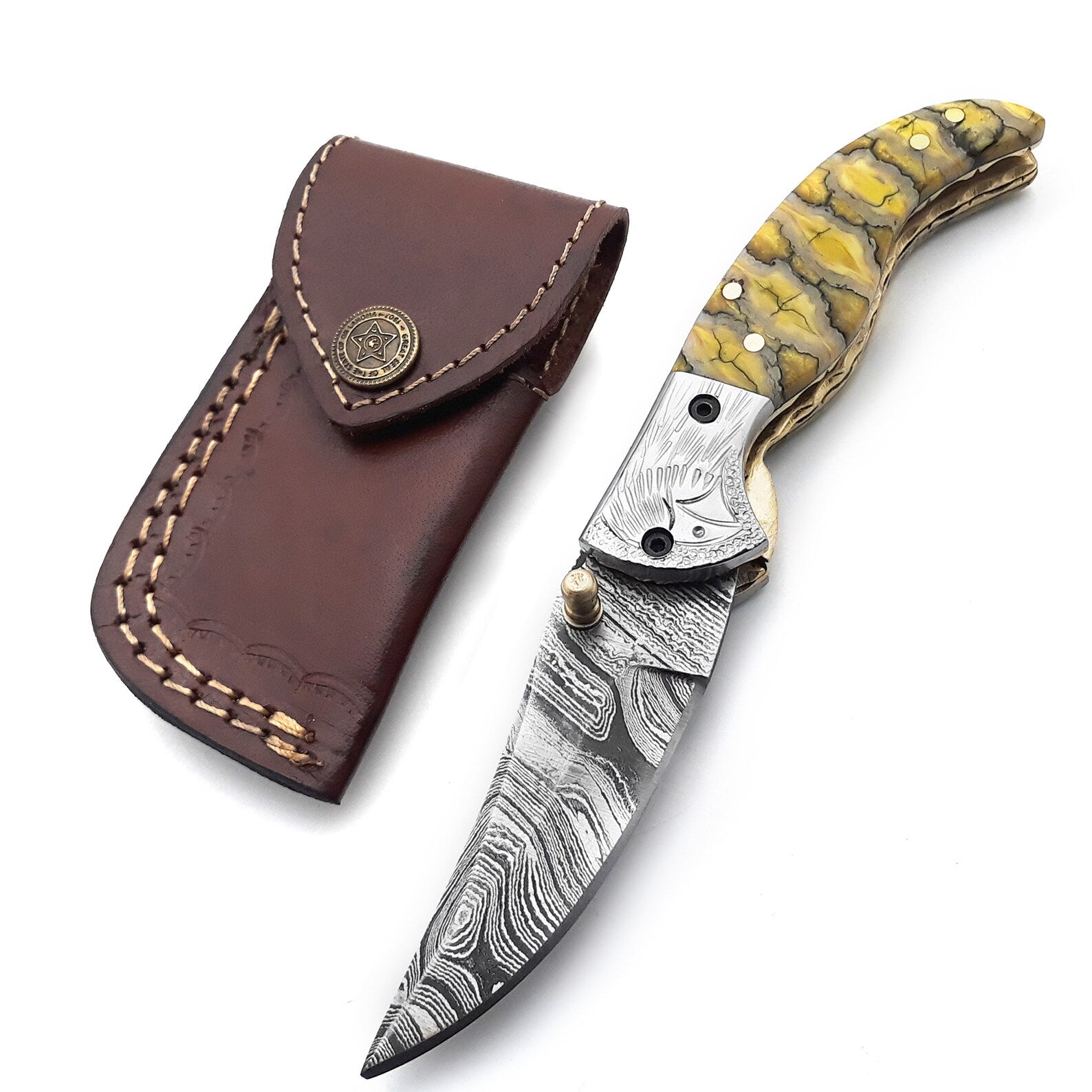 Handmade Damascus Steel Folding Blade Knife | Arham Cutlery