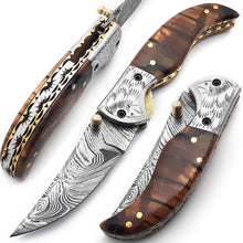 Load image into Gallery viewer, Handmade Damascus Steel Folding Blade Knife (Damascus Steel Blade) - Arham Cutlery
