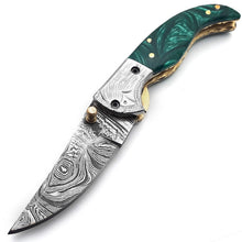 Cargar imagen en el visor de la galería, Handmade Damascus Steel Folding Blade Knife - Arham Cutlery
