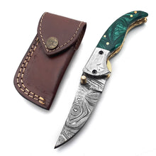 Cargar imagen en el visor de la galería, Handmade Damascus Steel Folding Blade Knife - Arham Cutlery
