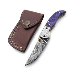 Lade das Bild in den Galerie-Viewer, Handmade Damascus Steel Folding Blade Knife - Arham Cutlery
