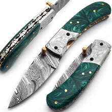 Cargar imagen en el visor de la galería, Handmade Damascus Steel Folding Blade Knife - Arham Cutlery
