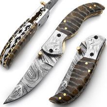 Lade das Bild in den Galerie-Viewer, Handmade Damascus Steel Folding Blade Knife (Damascus Steel Blade) - Arham Cutlery
