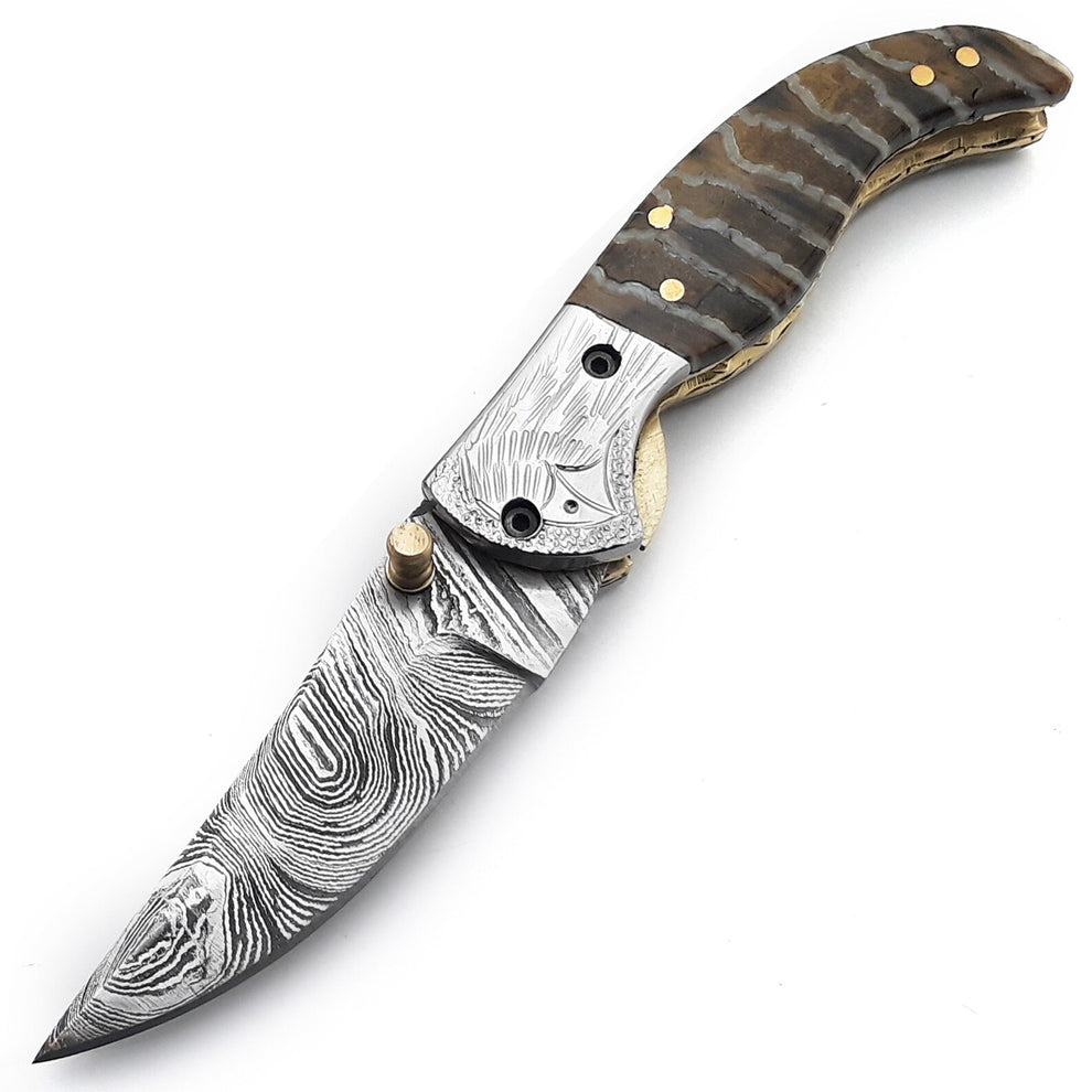 Handmade Damascus Steel Folding Blade Knife (Damascus Steel Blade) | A ...