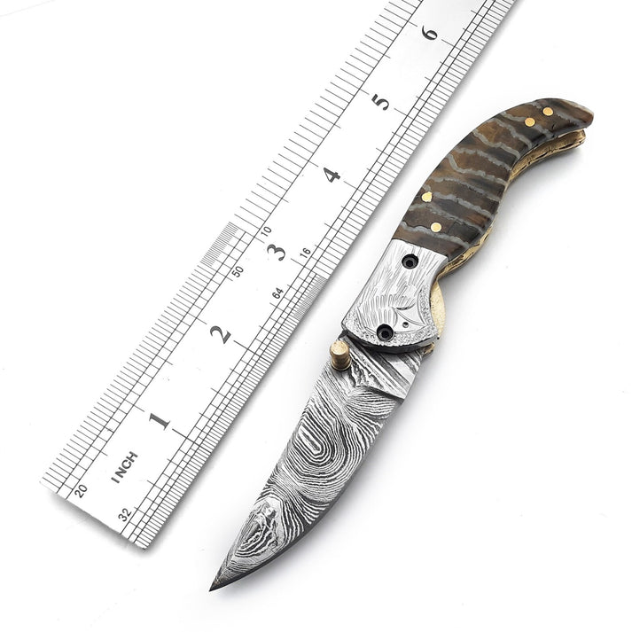 Handmade Damascus Steel Folding Blade Knife (Damascus Steel Blade) | A ...