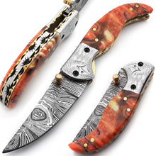 Load image into Gallery viewer, Handmade Damascus Steel Folding Blade Knife (Damascus Steel Blade) - Arham Cutlery
