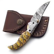 Cargar imagen en el visor de la galería, Handmade Damascus Steel Folding Blade Knife - Arham Cutlery
