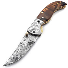 Cargar imagen en el visor de la galería, Handmade Damascus Steel Folding Blade Knife (Damascus Steel Blade) - Arham Cutlery
