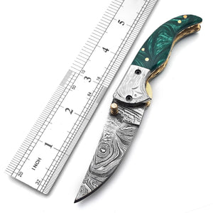 Handmade Damascus Steel Folding Blade Knife - Arham Cutlery