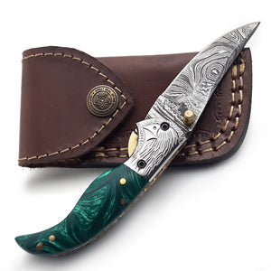 Handmade Damascus Steel Folding Blade Knife - Arham Cutlery