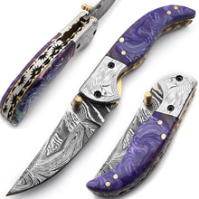 Lade das Bild in den Galerie-Viewer, Handmade Damascus Steel Folding Blade Knife - Arham Cutlery
