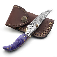 Cargar imagen en el visor de la galería, Handmade Damascus Steel Folding Blade Knife - Arham Cutlery
