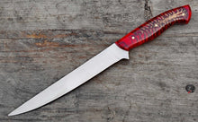 Lade das Bild in den Galerie-Viewer, Handmade D2 Steel Fishing Fillet Knife with Red Epoxy Pine Cone Handle - Premium Quality - Arham Cutlery
