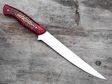 Load image into Gallery viewer, Handmade D2 Steel Fishing Fillet Knife with Red Epoxy Pine Cone Handle - Premium Quality - Arham Cutlery
