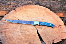 Load image into Gallery viewer, Handmade Damascus Steel Fillet Knife with Epoxy Resin and Steel Bolster Handle - 13&quot; Overall Length - Arham Cutlery
