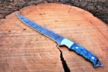 Load image into Gallery viewer, Handmade Damascus Steel Fillet Knife with Epoxy Resin and Steel Bolster Handle - 13&quot; Overall Length - Arham Cutlery
