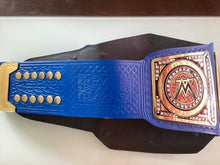 Lade das Bild in den Galerie-Viewer, Universal Blue Heavyweight Wrestling Championship Adult Belt Replica With 2 MM &amp; 4 MM Brass Alloy Plates Leather Fighting | Arham Cutlery
