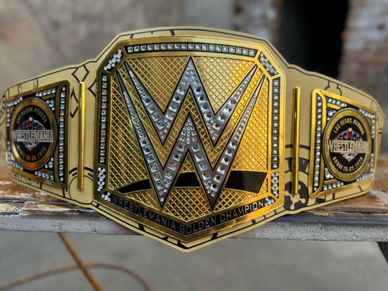 Wrestle Mania 41 Los Vegas Wrestling Championship Replica Title Belt 2mm Plates Adult Size