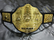 Cargar imagen en el visor de la galería, Big Gold World Heavyweight wrestling Title belt with Ric Flare Name Plate, 2mm Brass plates Adult Size
