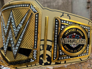 Wrestle Mania 41 Los Vegas Wrestling Championship Replica Title Belt 2mm Plates Adult Size