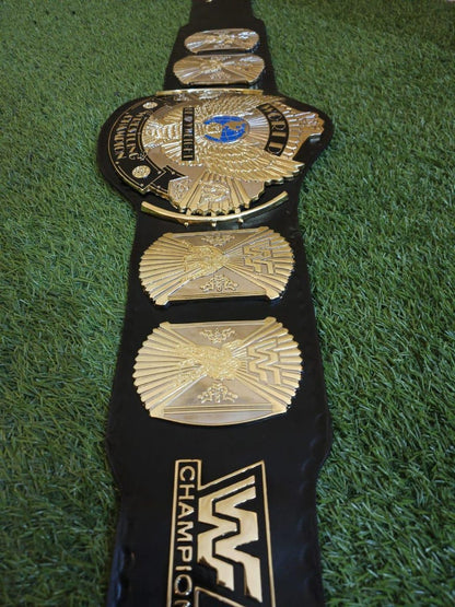 Winged Eagle Dual Championship Title Replica Belt, Brass plates Adult Size, 3d Casting plates 5mm