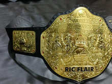 Cargar imagen en el visor de la galería, Big Gold World Heavyweight wrestling Title belt with Ric Flare Name Plate, 2mm Brass plates Adult Size
