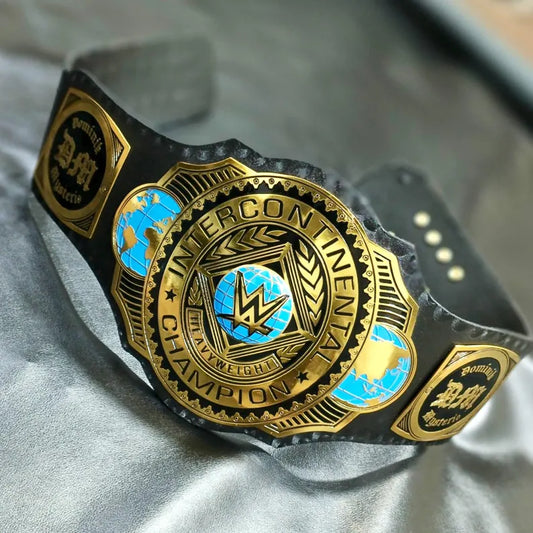 New Intercontinental Heavyweight Wrestling Champion Title Belt, Dominik Mysterio side plate 2mm Metal, Adult Size