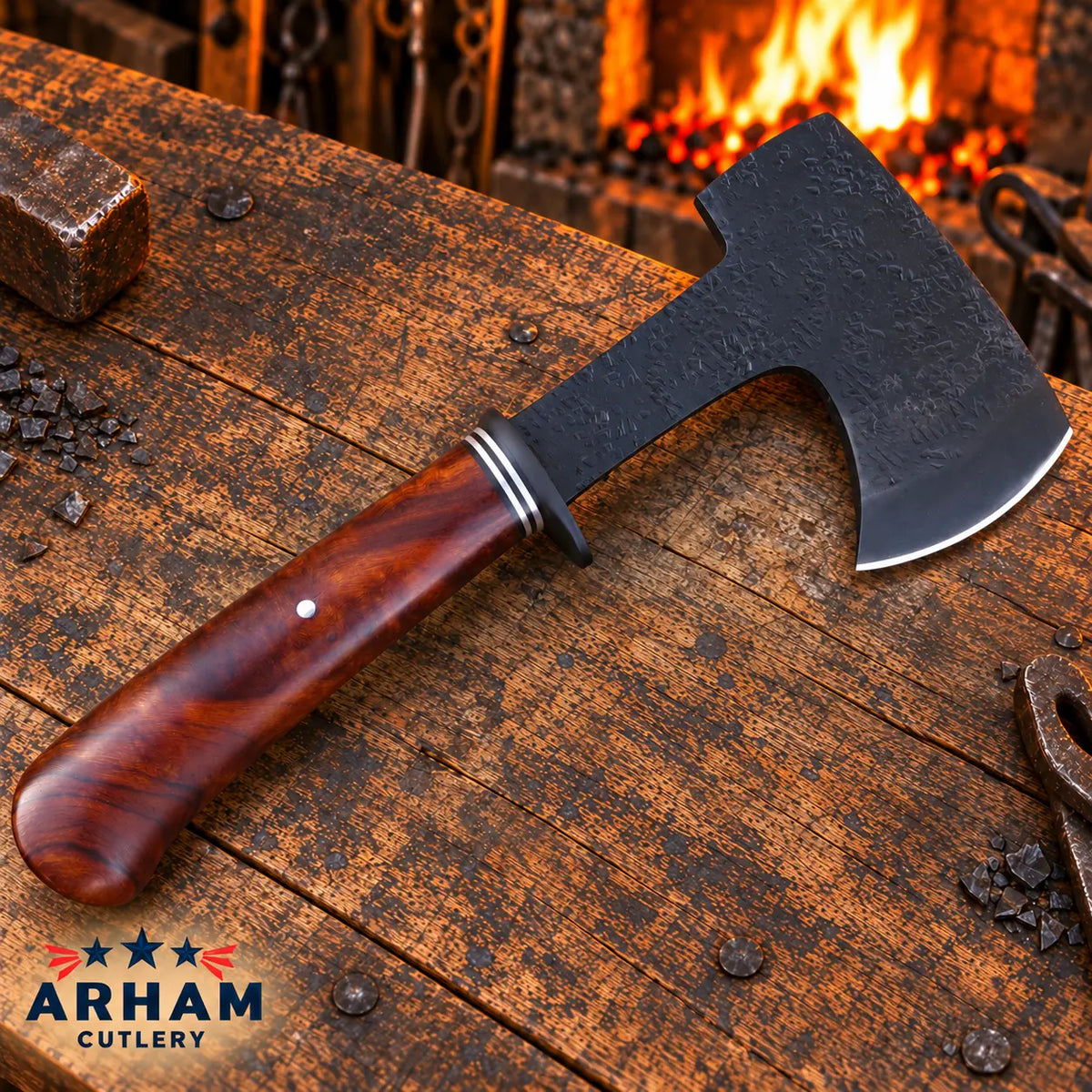 Ironburl Heritage O1 Steel Hatchet – Desert Ironwood Burl Arham Cutlery