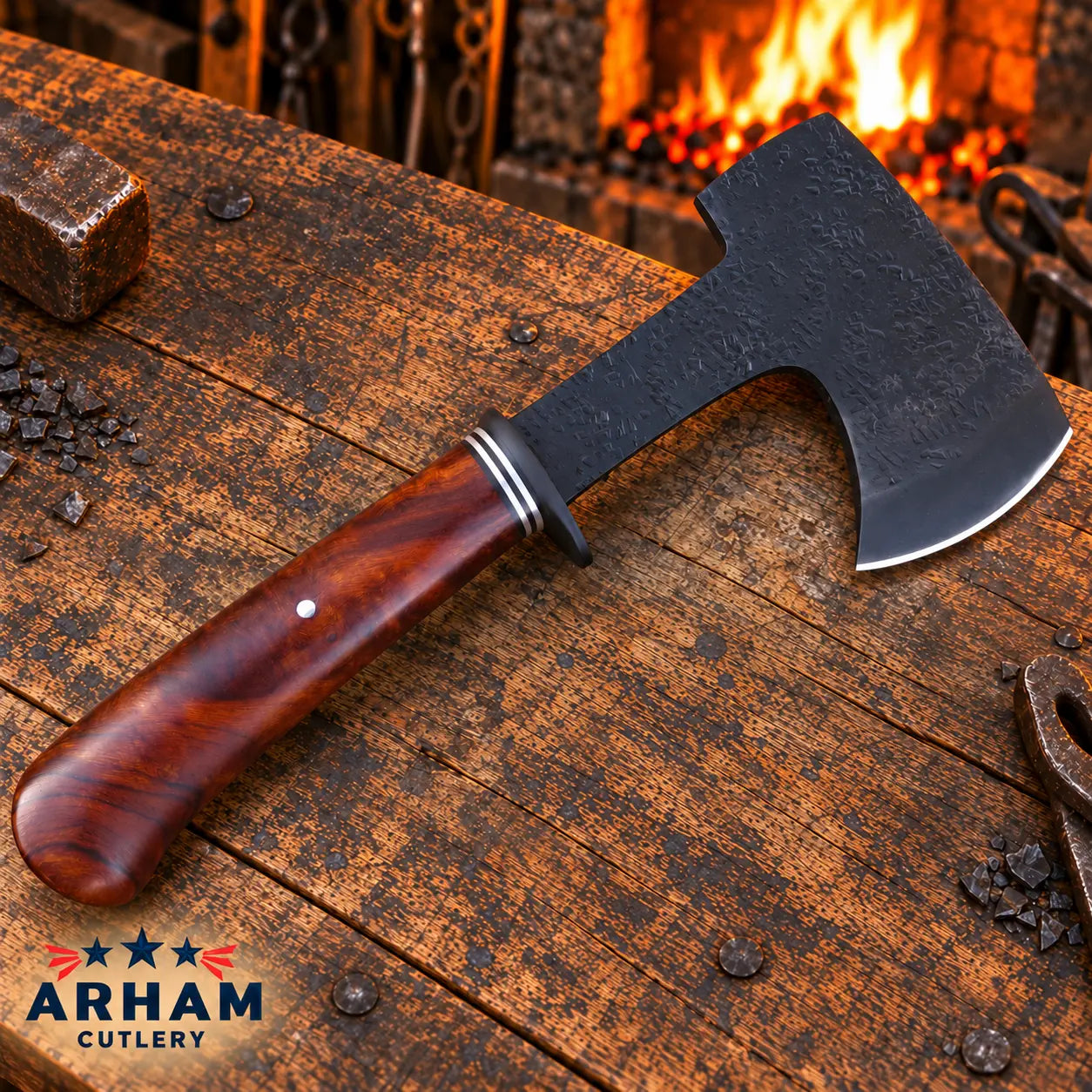 Ironburl Heritage O1 Steel Hatchet – Desert Ironwood Burl Arham Cutlery