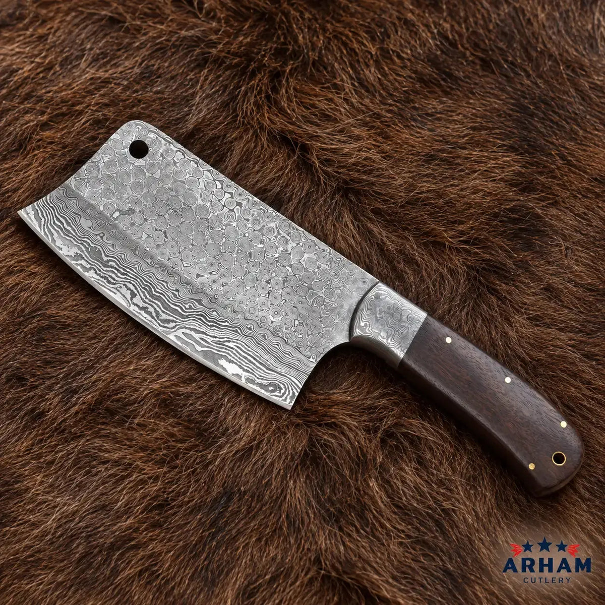 Rosewood Forgecleaver Damascus Cleaver Knife – 6" Blade Arham Cutlery