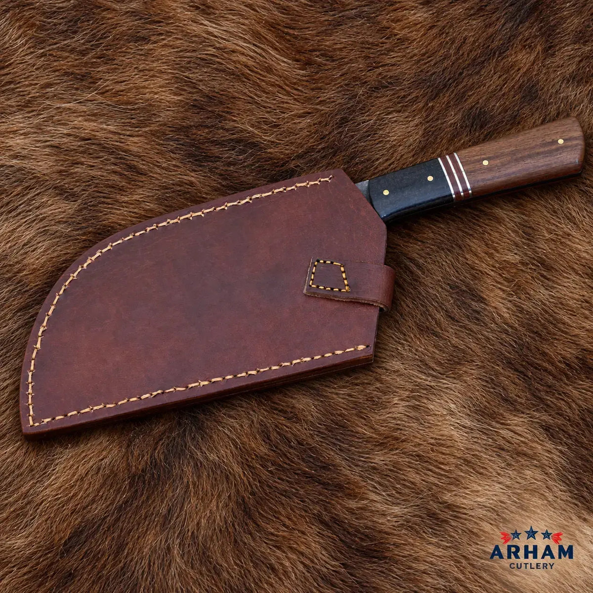 Ironrose Serbian Cleaver Knife – 440C Steel & Rosewood Arham Cutlery