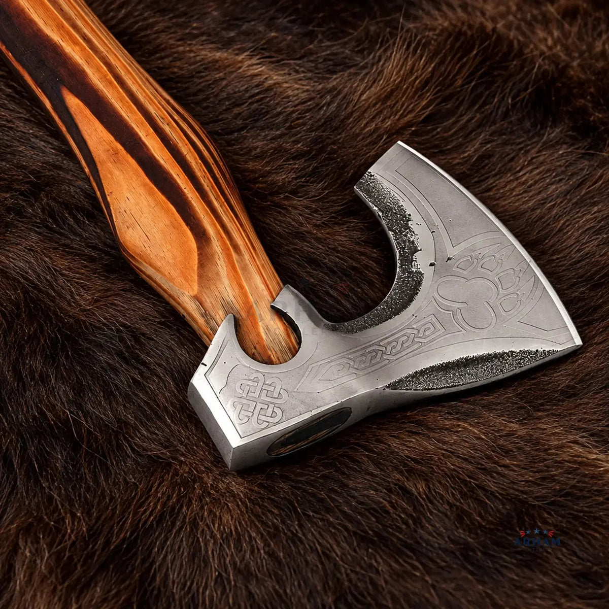 Ashwood Hrafn Hand-Forged Viking Axe – Carbon Steel & Ash Wood Arham Cutlery